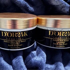 NEW D'OR24K Lavender Shea Body Butter & Salt Scrub Set